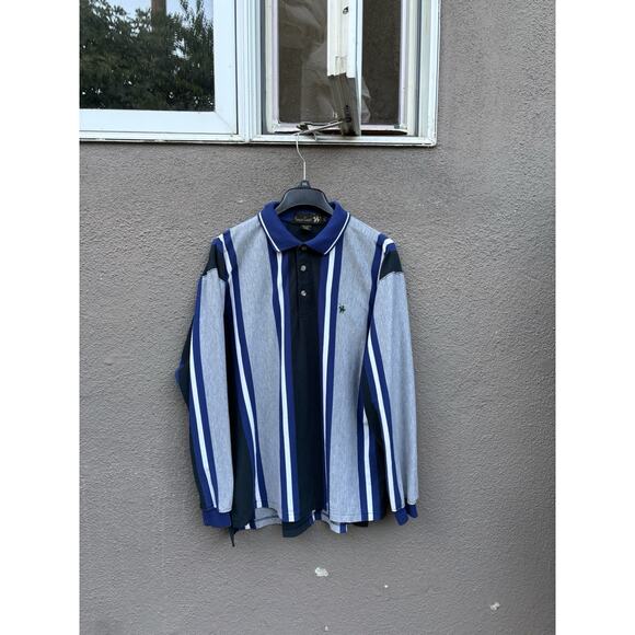 Vintage Kings Court Rugby Shirt Size Large Gray/Blue - Picture 1 of 12